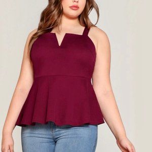 V-cut Neck Peplum Top